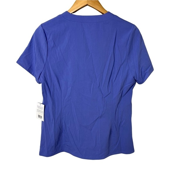 Jaanuu V Neck Notched Collar Short Sleeve Blue Scrub Shirt Size Small - Picture 3 of 7